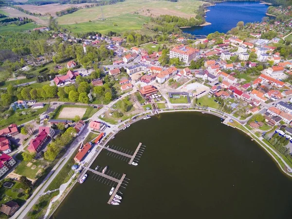 Vista Aérea Ciudad Ryn Polonia Antigua Rhein Prusia Oriental Caballeros —  Fotos de Stock