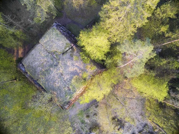 Aerial View Destroyed Reinforced Concrete Bunker Second World War Belonged — Stock Photo, Image