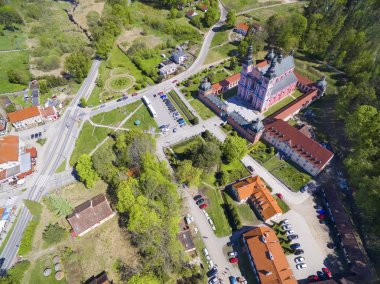 Barok Marian kutsal Swieta Lipka, Mazury - Polonya'da en ünlü kiliseler içinde havadan görünümü