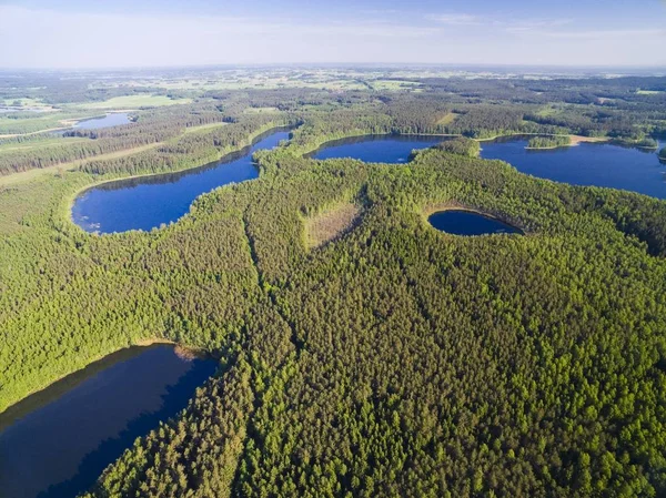 Vista Aérea Bela Paisagem Região Mazury Lago Kacze Krzywa Kuta — Fotografia de Stock