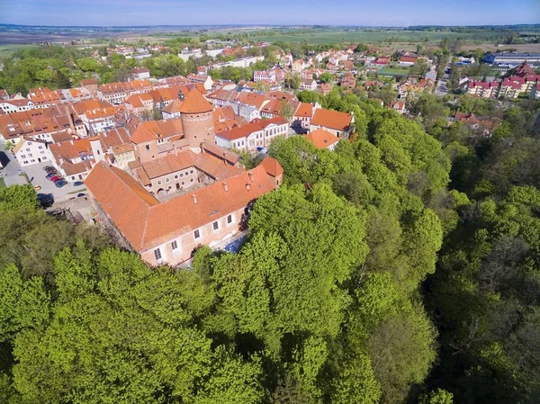 Luchtfoto Van Middeleeuwse Stad Reszel Kleine Stad Van Ermland Regio — Stockfoto