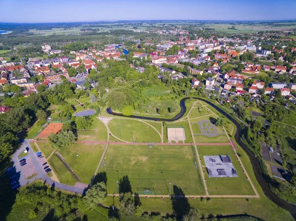 Wegorzewo マズリ ポーランドの美しい都市公共公園の空撮 — ストック写真