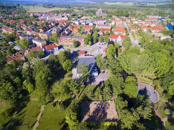 Aerial View Beautiful Public City Park Wegorzewo Mazury Poland — Stock Photo, Image