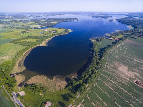 Vista Aérea Bela Paisagem Distrito Lago Lago Mamry Primeiro Plano — Fotografia de Stock