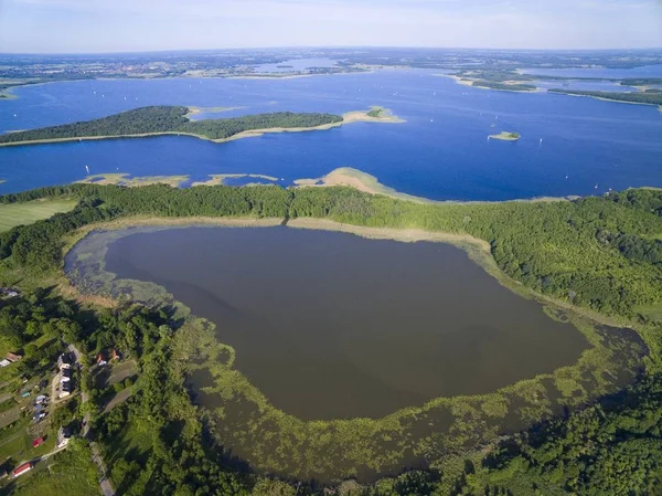 Vista Aérea Bela Paisagem Distrito Lago Lago Pniewskie Primeiro Plano — Fotografia de Stock