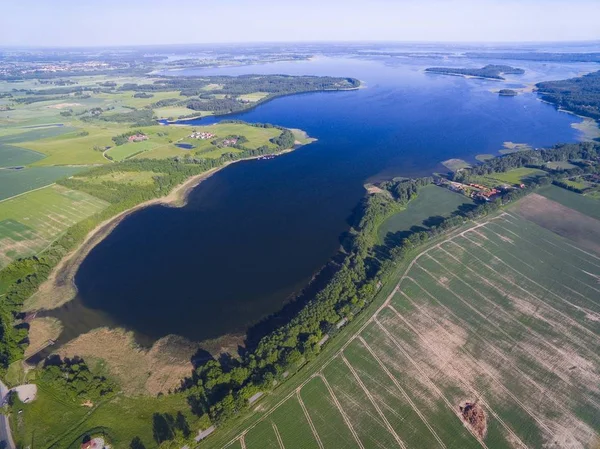 Vista Aérea Bela Paisagem Distrito Lago Lago Mamry Primeiro Plano — Fotografia de Stock