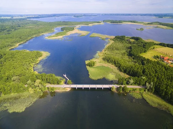 Vue Aérienne Magnifique Paysage District Lacustre Pont Entre Les Lacs — Photo