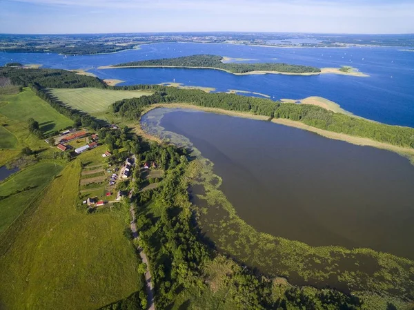 Vue Aérienne Magnifique Paysage District Lacustre Lac Pniewskie Premier Plan — Photo