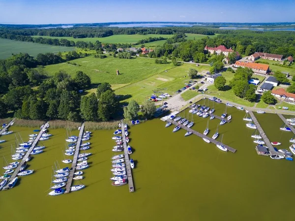 Aerial View Yachts Moored Marina Sztynort Poland Former Steinort East — Stock Photo, Image