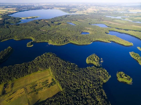 Aerial View Small Uninhabited Island Wyspa Pozeracza Serc Lake Sky — Stock Photo, Image