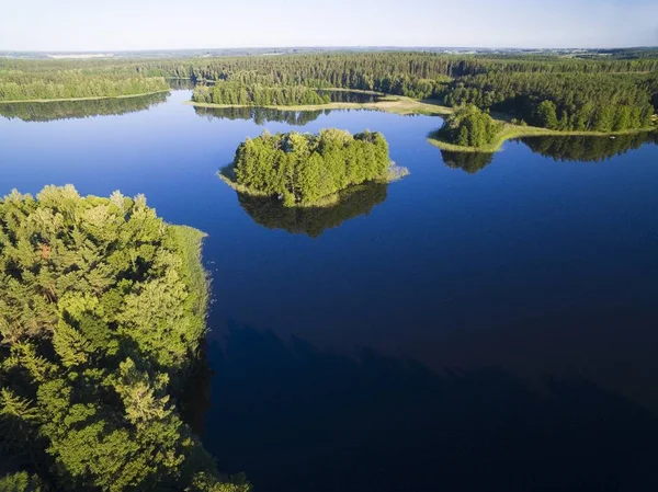 Luftaufnahme Einer Kleinen Unbewohnten Insel Wyspa Pozeracza Serc Auf Einem — Stockfoto