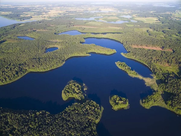 Aerial View Small Uninhabited Island Wyspa Pozeracza Serc Lake Sky — Stock Photo, Image