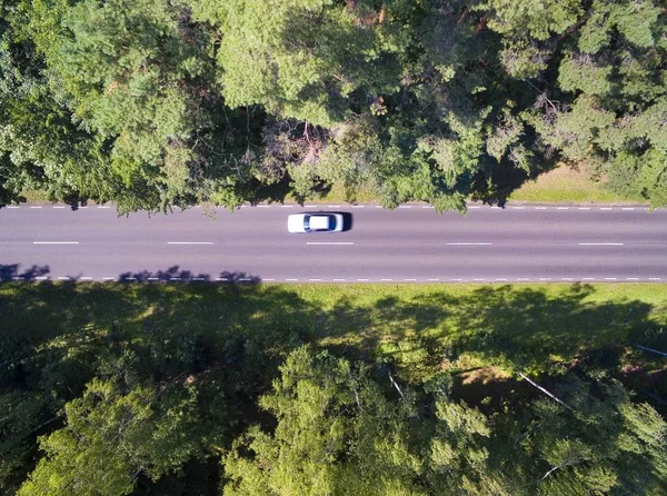 Karışık ormana Mazury, Polonya düz yolda havadan görünümü