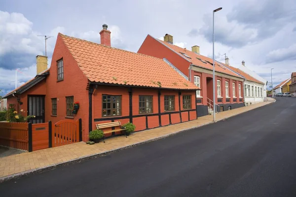 Tradycyjne Kolorowe Domy Hasle Bornholm Dania — Zdjęcie stockowe
