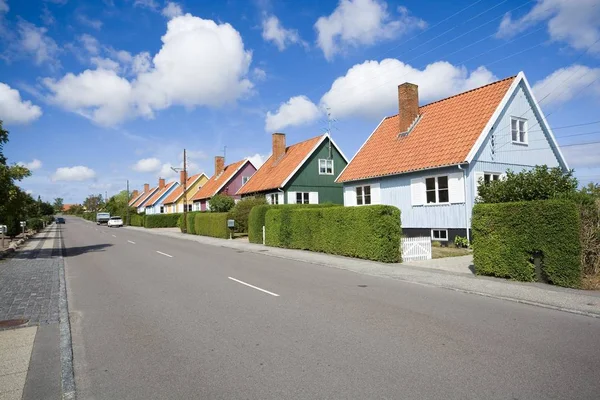 Traditional Colorful Wooden Swedish Houses Suburbs Nexo Bornholm Denmark Houses — Stock Photo, Image