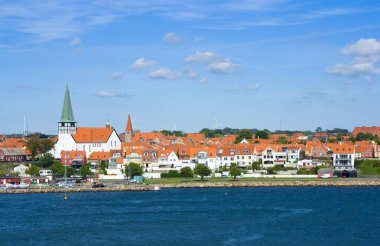 Panorama of Ronne town from the harbor, St Nicolas Church on the left, Bornholm, Denmark clipart