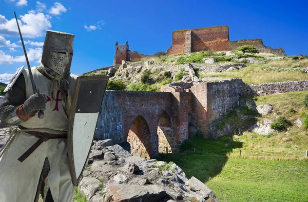 Medieval Knight Ruins Hammershus Castle Biggest Northern Europe Castle Ruins — Stock Photo, Image