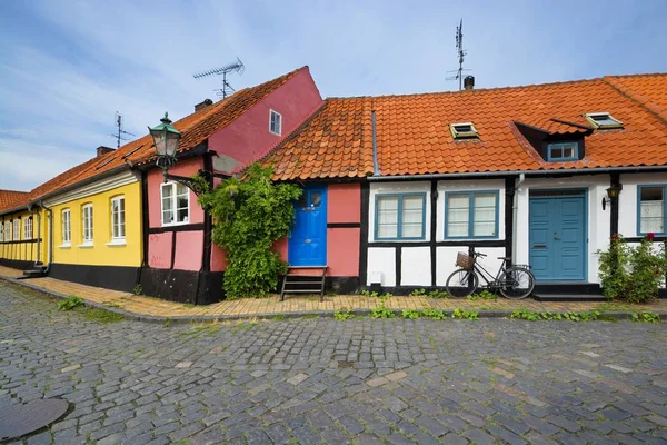 Tradycyjne Kolorowe Domy Ronne Bornholm Dania — Zdjęcie stockowe