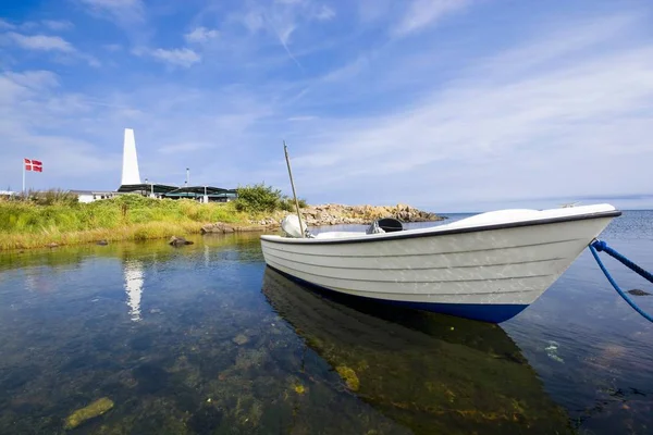 Fishing Boat Moored Coast Baltic Sea Allinge Bornholm Denmark Chimney — Stock Photo, Image