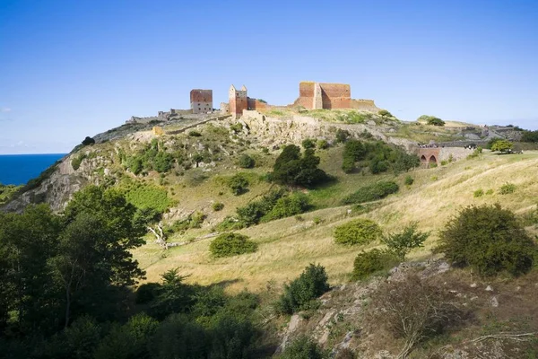 Hammershus Castle Grootste Noord Europa Kasteelruïne Gelegen Steile Granieten Rots — Stockfoto