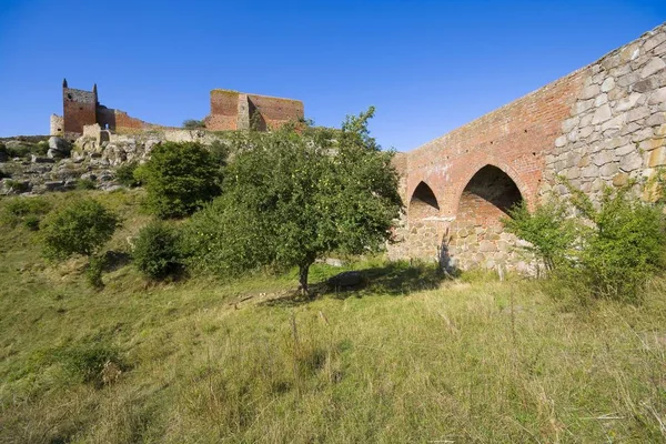 Hammershus Castle Grootste Noord Europa Kasteelruïne Gelegen Steile Granieten Rots — Stockfoto