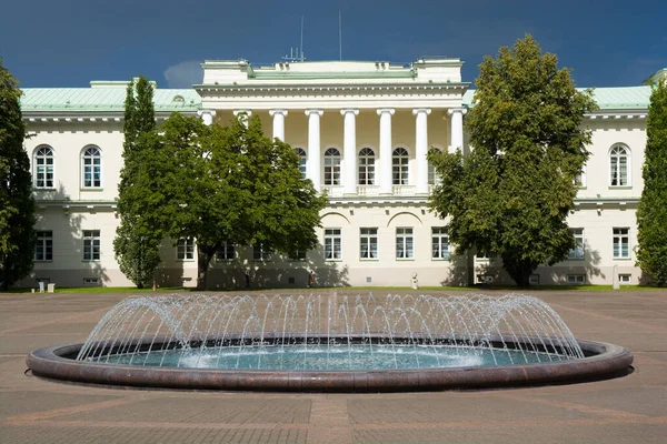 Fountain at the backyard of the Presidential Palace in the Old Town of Vilnius, Lithuania