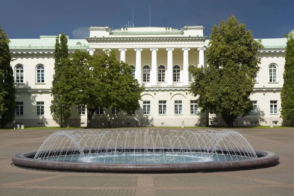 Szökőkút Elnöki Palota Udvarán Vilnius Óvárosában Litvániában Jogdíjmentes Stock Képek