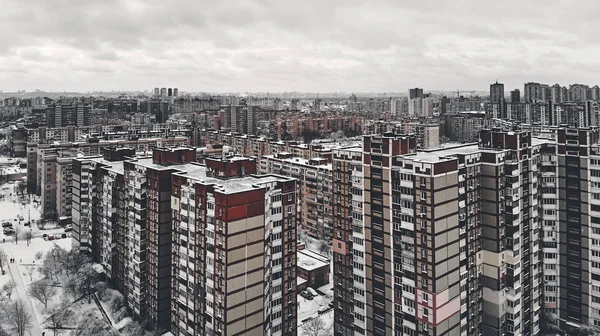 Vista Panoramica Della Comunità Residenziale Grigia Mattina Inverno — Foto Stock