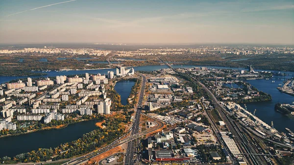 Panoramiczny Widok Avenue Stephan Bandery Zachodzie Słońca Kijów Ukraina — Zdjęcie stockowe