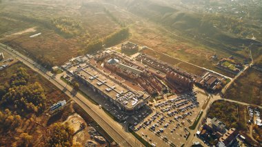 Havadan görünümü köyünün ilk Ukraynalı Manufactura outlet-, Kyiv Oblast, Ukraine 