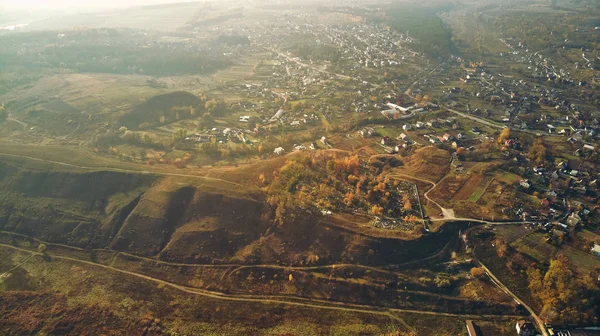 Gün batımında, Ukrayna küçük şehrin panoramik
