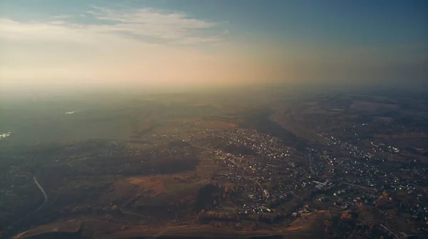 Gün batımında, Ukrayna küçük şehrin panoramik