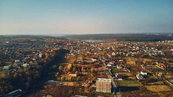 Gün batımında, Ukrayna küçük şehrin panoramik