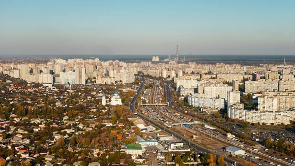 Krajobraz Zdjęcie Lotnicze Kijów Ukraina Dystrykt Troeschina — Zdjęcie stockowe