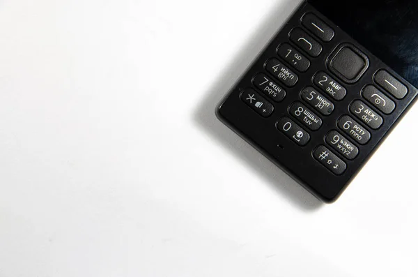 Tastentelefon Schwarz Auf Weißem Hintergrund Teil Des Telefons Tastatur — Stockfoto