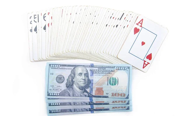 Δολάρια Και Χαρτιά Τραπεζογραμμάτια Ονομαστική Αξία 100 Δολαρίων Βρίσκονται Λευκό — Φωτογραφία Αρχείου