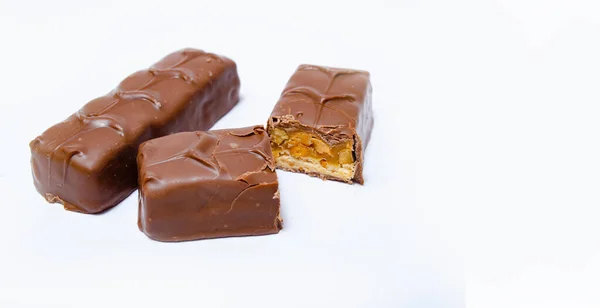 Due Piccoli Snickers Bar Del Peso Grammi Senza Confezione Macro — Foto Stock