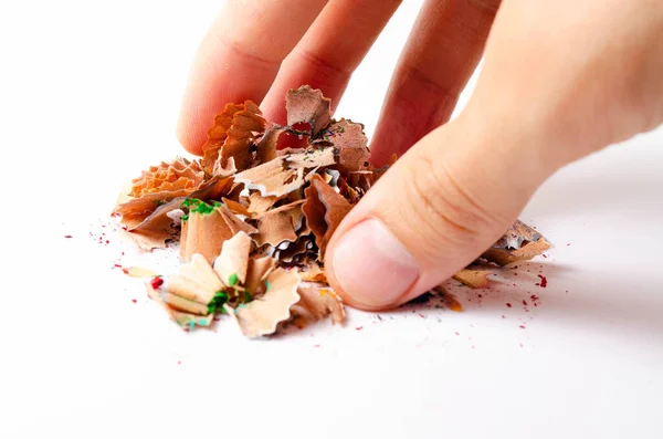 Shavings Red Pencil Close White Background Pencil Lead Whole Broken Stock Photo