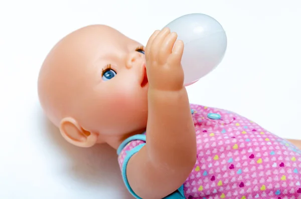 Originální Panenka Baby Narozen Bílém Pozadí Close Panenka Obecný Plán Royalty Free Stock Obrázky
