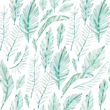 Sulu Boya çizim tropikal Dikişsiz desen bırakır