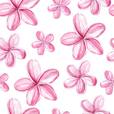 suluboya tropikal çiçek dikişsiz desen, tekstil kumaş ve duvar kağıtları için çiçek elemanları ile renkli egzotik yaz baskı.