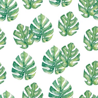 suluboya desensiz tropikal yapraklar - canavar, tekstil kumaşı ve duvar kağıtları için yaz baskısı