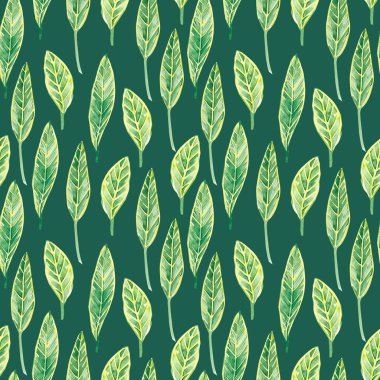 suluboya tropikal yaprakları dikişsiz desen, tekstil kumaş ve renkli arka plan duvar kağıtları için renkli egzotik yaz baskı