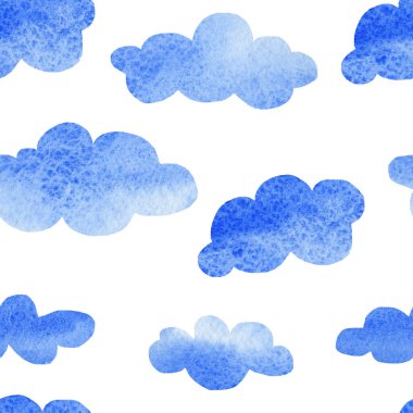 Watercolor abstract cute seamless pattern with clouds. Illustration for the cover of a children's album, textile fabric, wrapping paper.