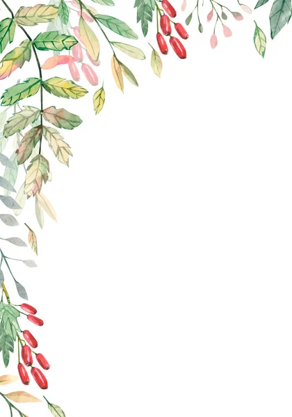 Akvarell Őszi Banner Levelek Ágak Erdőtervezés Illusztráció Üdvözlőlapokhoz Esküvői Meghívókhoz — Stock Fotó