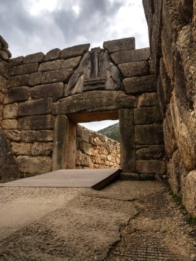 Lion gate of Mycenae, Argolida, Bronze age civilization clipart