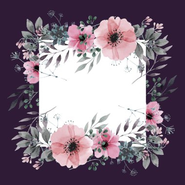 zarif çiçek düğün davetiye kartı