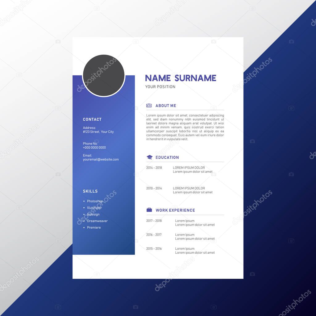 Blue CV Resume Design Template