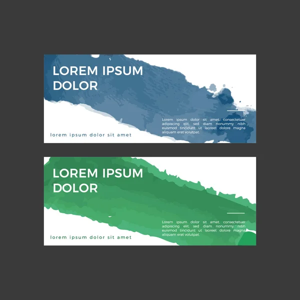 Design Banner Web Aquarela Vetorial Azul Verde — Vetor de Stock