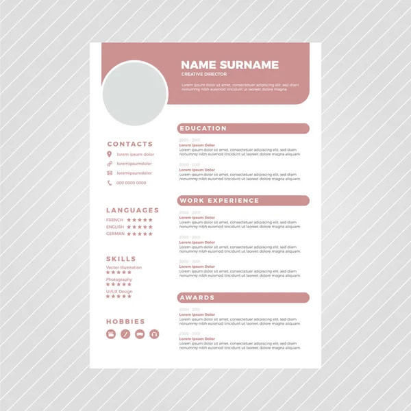 pembe modern profesyonel özgeçmiş cv tasarım şablonu sessiz